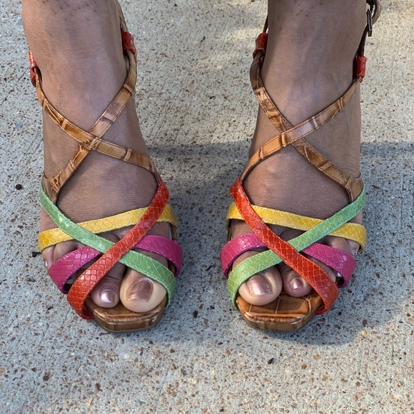 Nine West Shoes - Nine West Multicolored Croco Slingback Heels